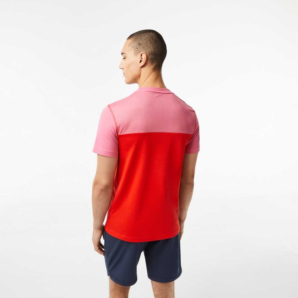 Pink / Red / Blue Lacoste Tennis x Daniil Medvedev Jersey T-Shirt | UIDAFT-523