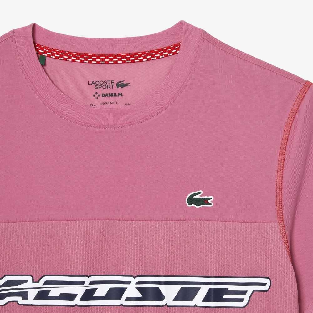 Pink / Red / Blue Lacoste Tennis x Daniil Medvedev Jersey T-Shirt | UIDAFT-523