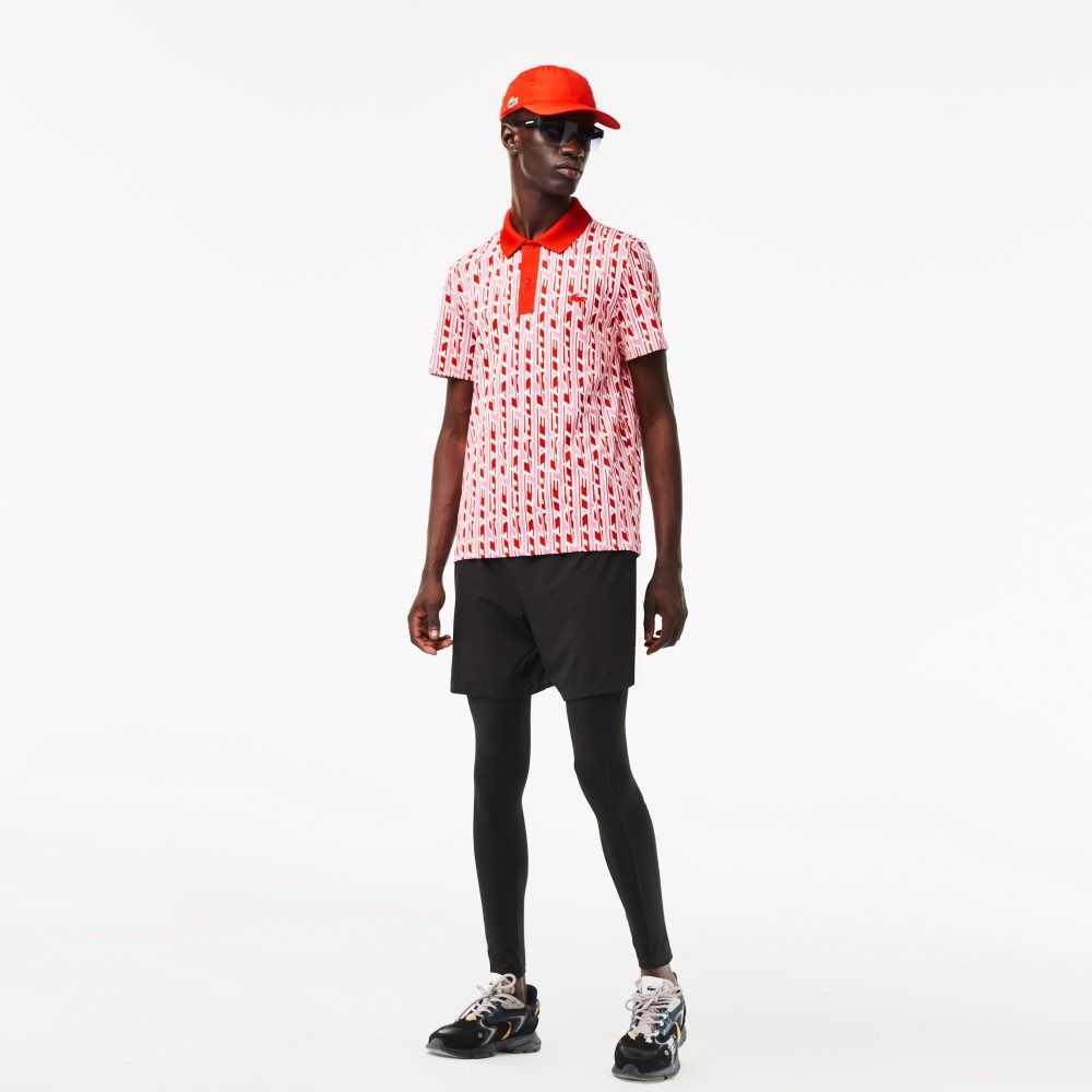 Pink / Red Lacoste Movement Two-Tone Printed Polo | EYGJDM-350