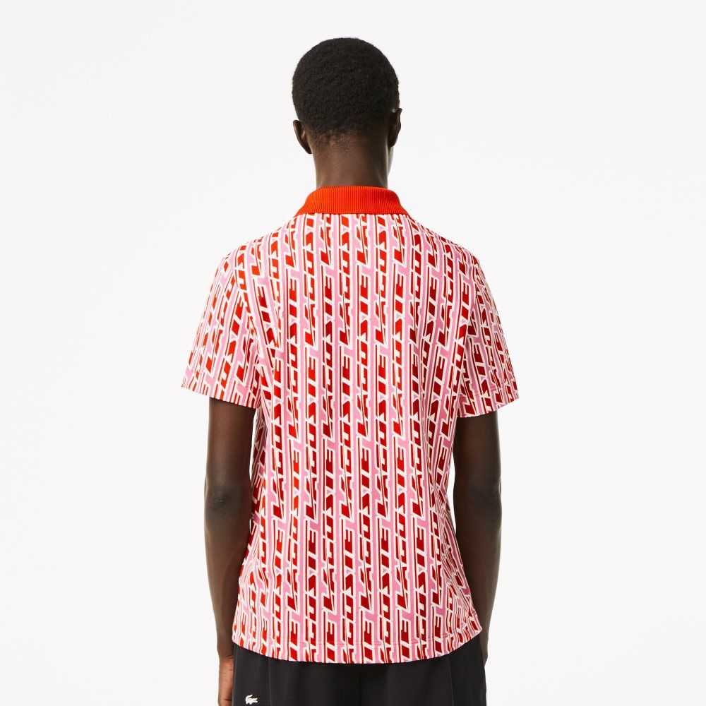 Pink / Red Lacoste Movement Two-Tone Printed Polo | EYGJDM-350