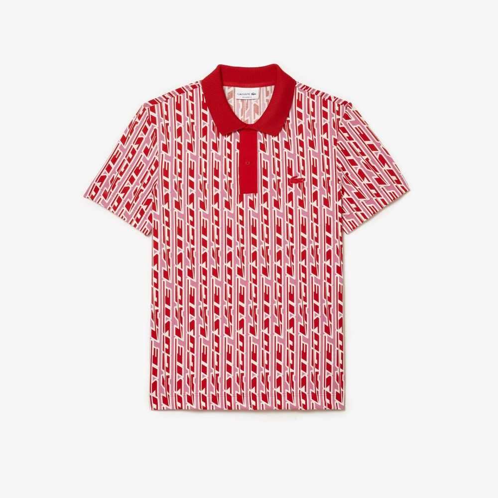 Pink / Red Lacoste Movement Two-Tone Printed Polo | EYGJDM-350