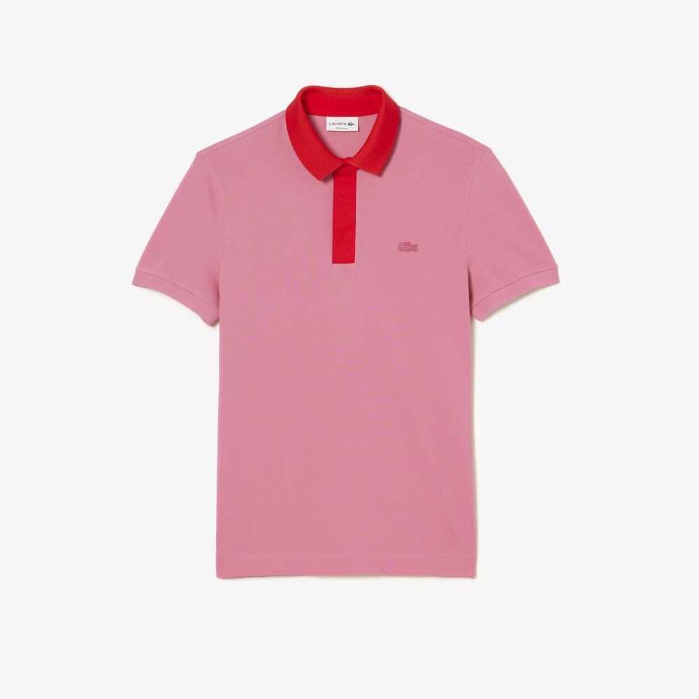 Pink / Red Lacoste Smart Paris Polo with cotton Petit Pique | IJUOVY-852