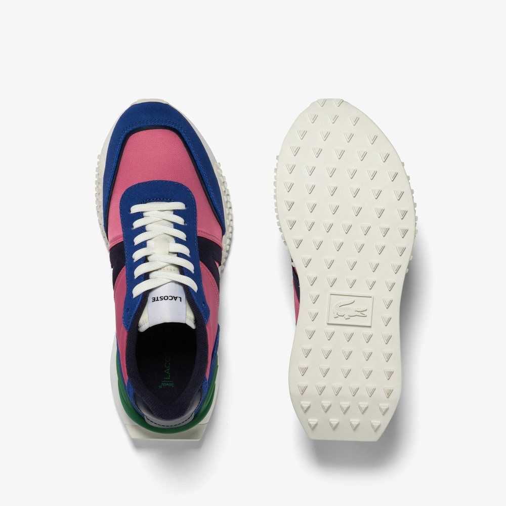 Pnk/Blu Lacoste L-Spin Deluxe Leather Sneakers | MREVGK-987