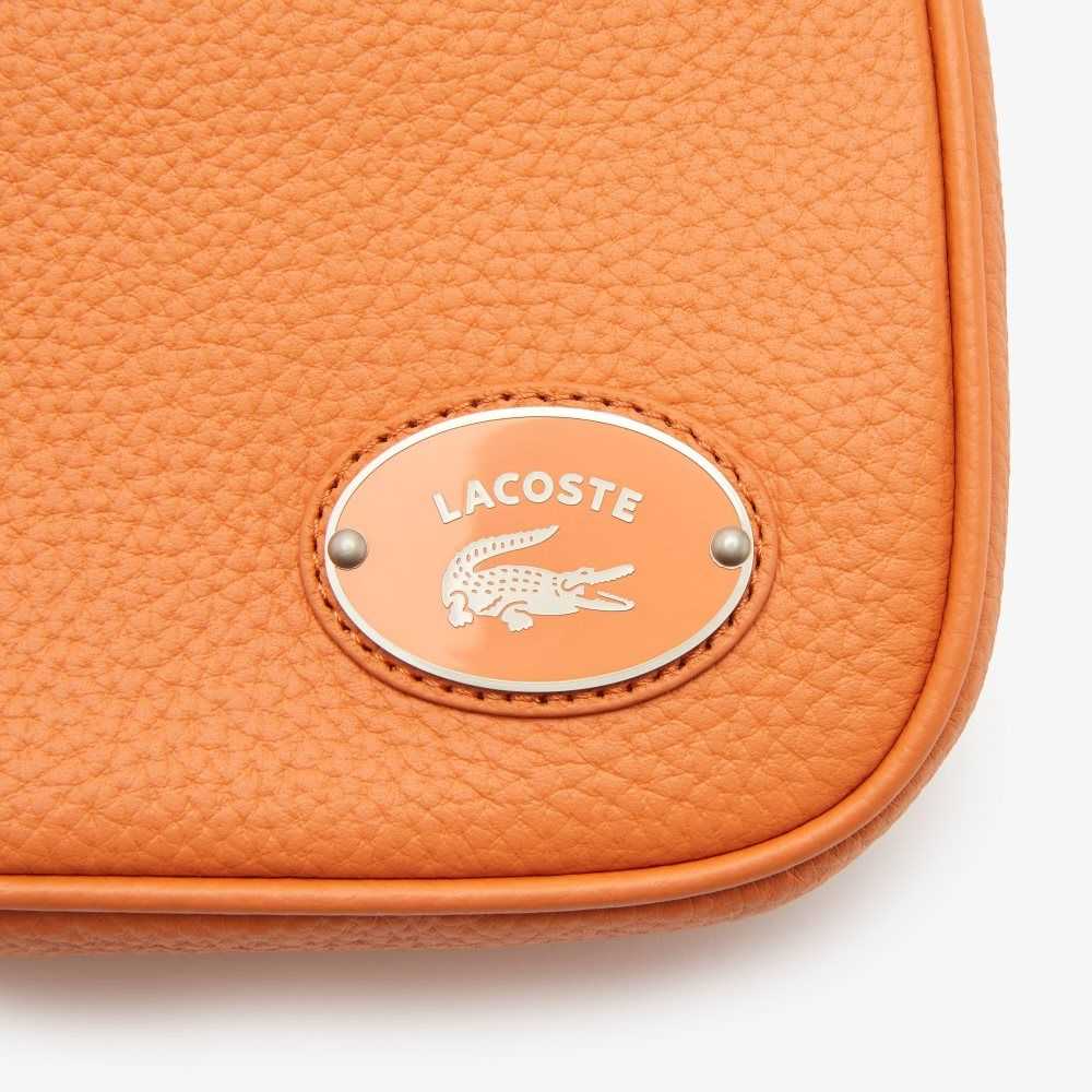 Poterie Lacoste Metal Plate Grained Leather Shoulder Bag | CHFBZR-475