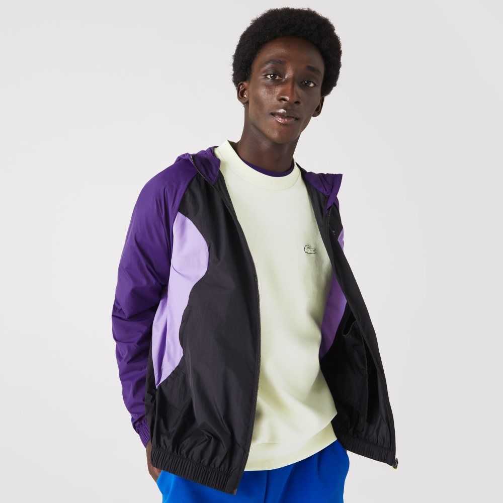 Purple / Black / Purple Lacoste SPORT Packable Windbreaker | CUDVLZ-473