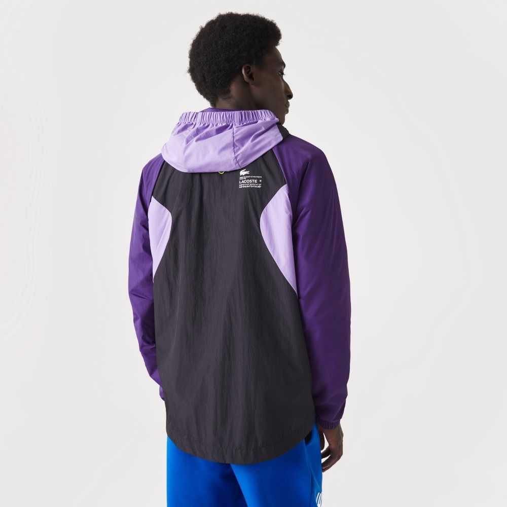 Purple / Black / Purple Lacoste SPORT Packable Windbreaker | CUDVLZ-473