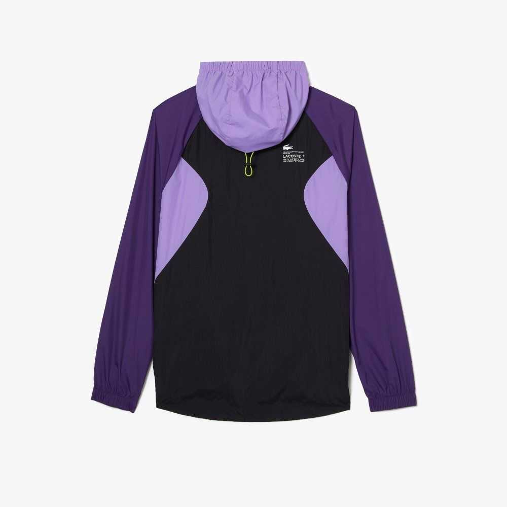 Purple / Black / Purple Lacoste SPORT Packable Windbreaker | CUDVLZ-473