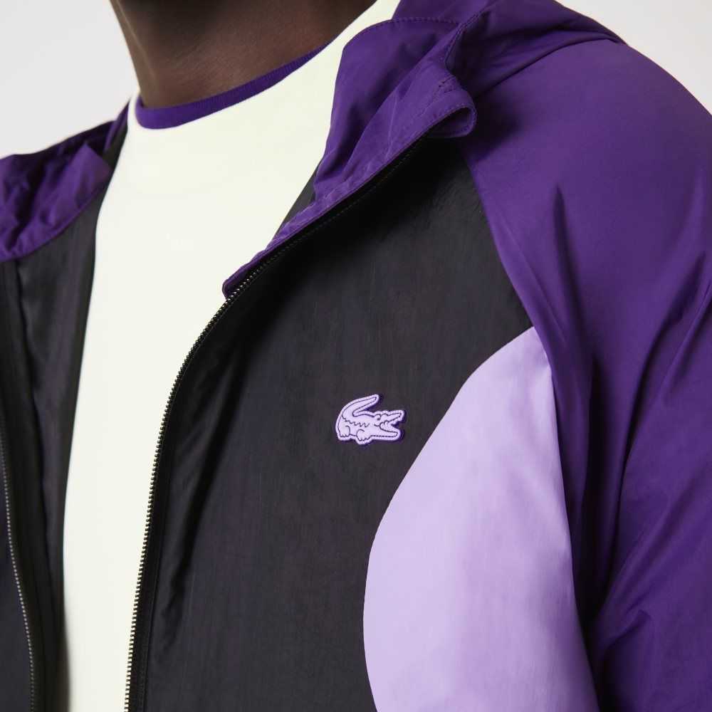 Purple / Black / Purple Lacoste SPORT Packable Windbreaker | CUDVLZ-473