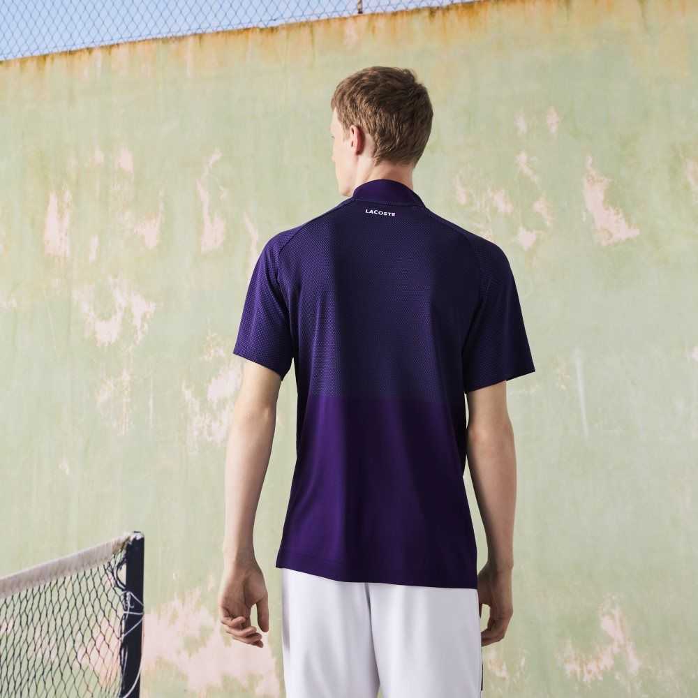 Purple / Green Lacoste SPORT Slim Fit Seamless Tennis Polo | QDEVJA-147