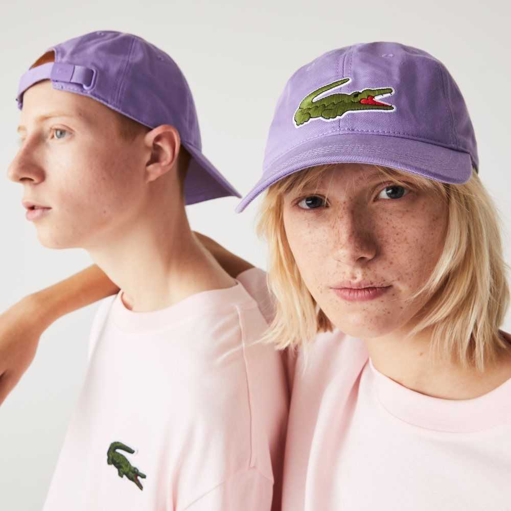 Purple Lacoste Adjustable Organic Cotton Twill Cap | DWATXC-327