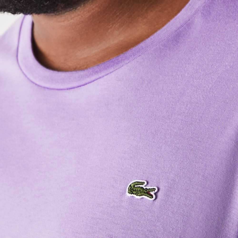 Purple Lacoste Big Fit Crew Neck Cotton Jersey T-Shirt | SLRUWK-852