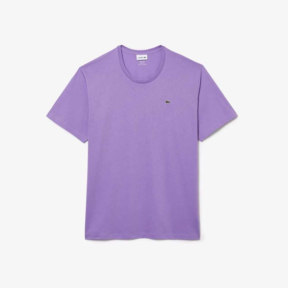 Purple Lacoste Big Fit Crew Neck Cotton Jersey T-Shirt | SLRUWK-852