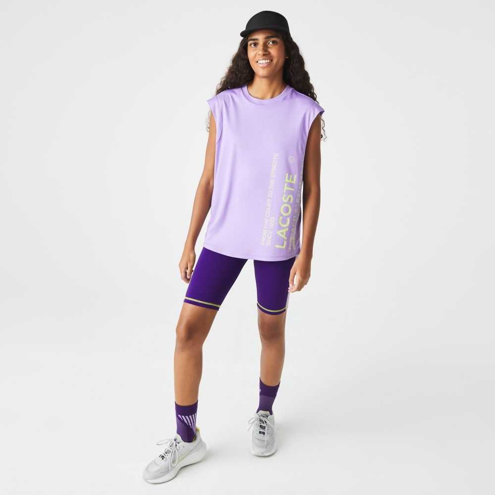 Purple Lacoste SPORT Loose Fit Branded Coordinate T-Shirt | OXHBQT-531