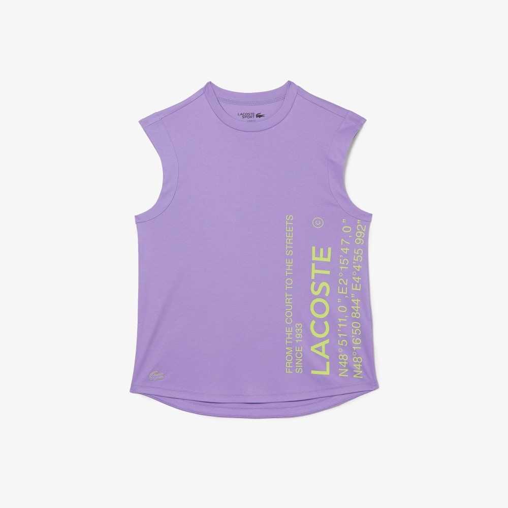 Purple Lacoste SPORT Loose Fit Branded Coordinate T-Shirt | OXHBQT-531