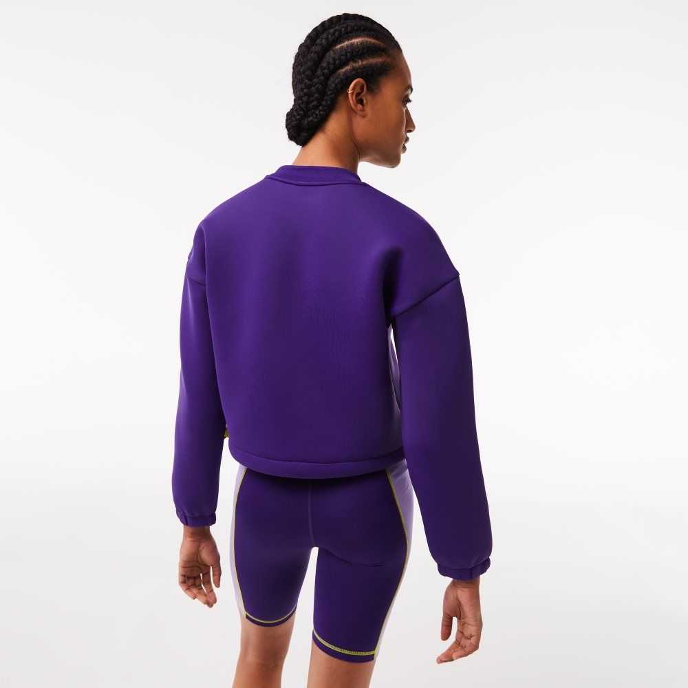 Purple Lacoste SPORT Loose Fit Drawstring Sweatshirt | ZSGPWU-782