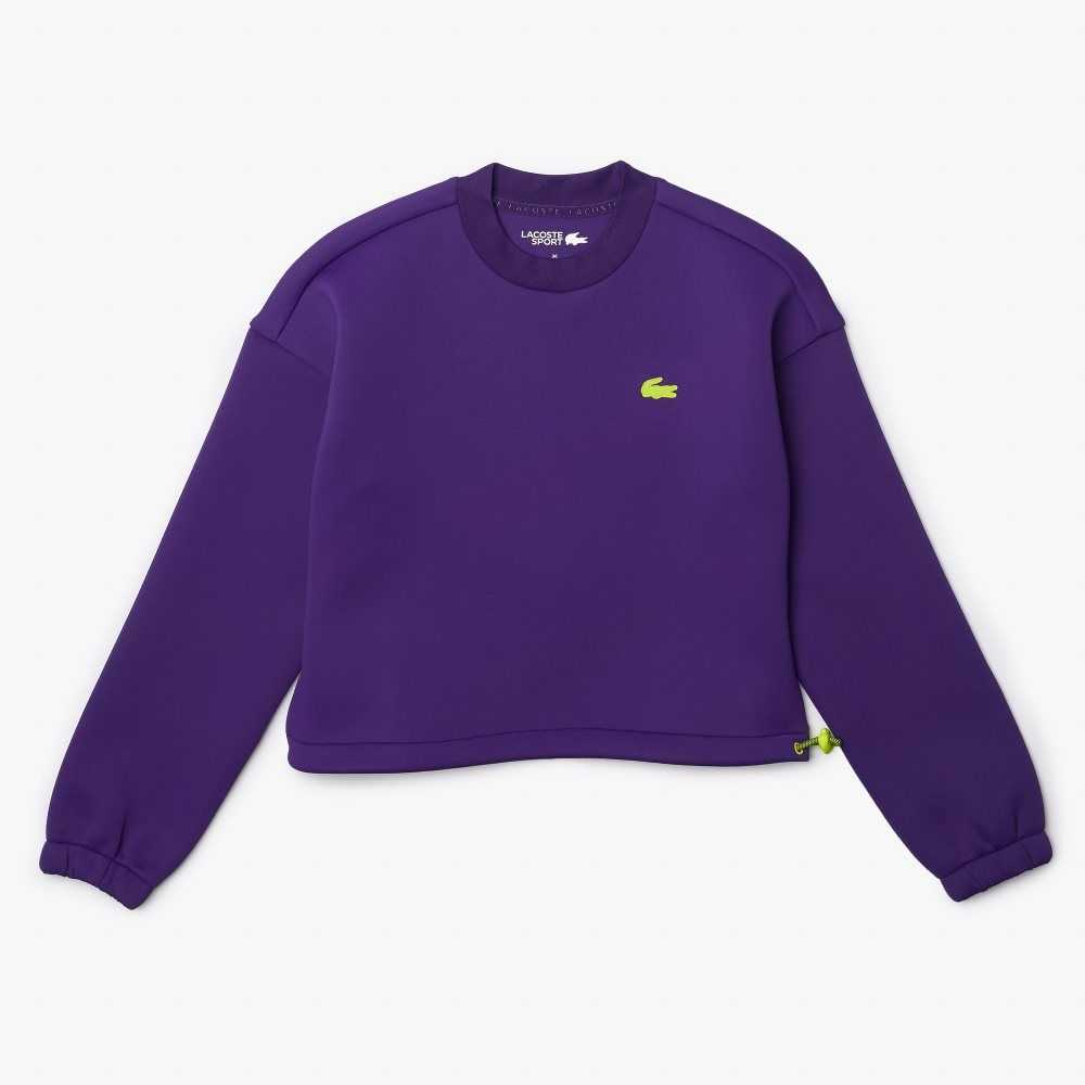 Purple Lacoste SPORT Loose Fit Drawstring Sweatshirt | ZSGPWU-782