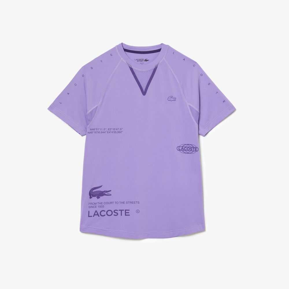 Purple Lacoste SPORT Stretch Jersey T-Shirt | JVREDQ-342