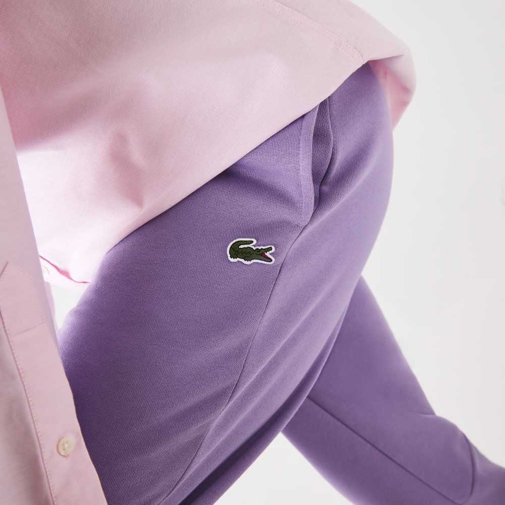 Purple Lacoste Tapered Fit Fleece Trackpants | LGVFXO-804