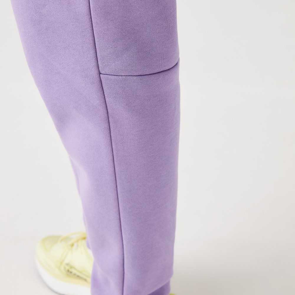 Purple Lacoste Tapered Fit Fleece Trackpants | LGVFXO-804