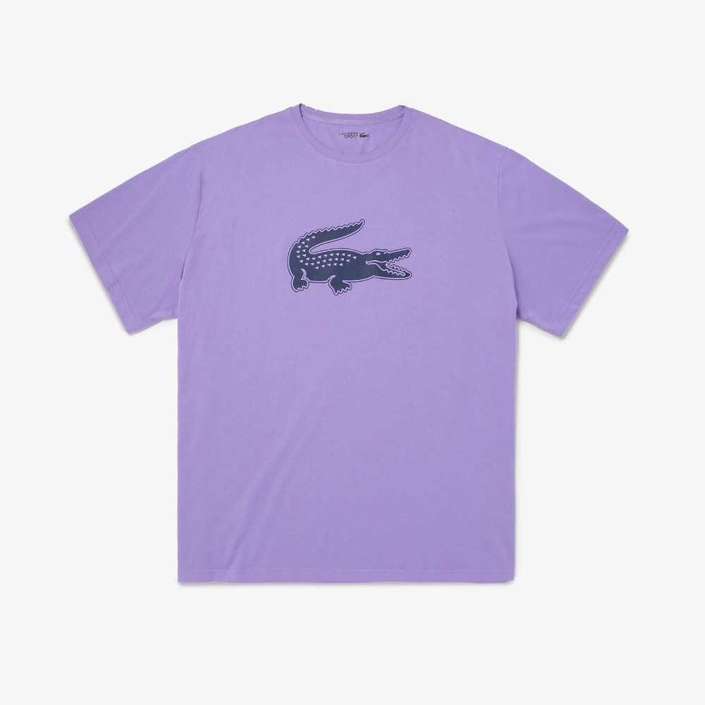 Purple / Navy Blue Lacoste SPORT Big Fit Breathable Logo T-Shirt | TKDYNW-356