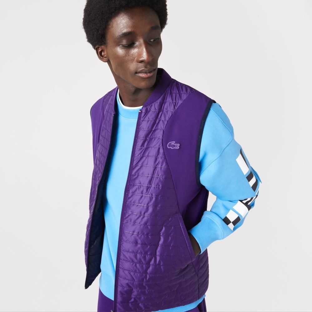 Purple / Navy Blue Lacoste SPORT Padded Reversible Vest | FIDMYU-516