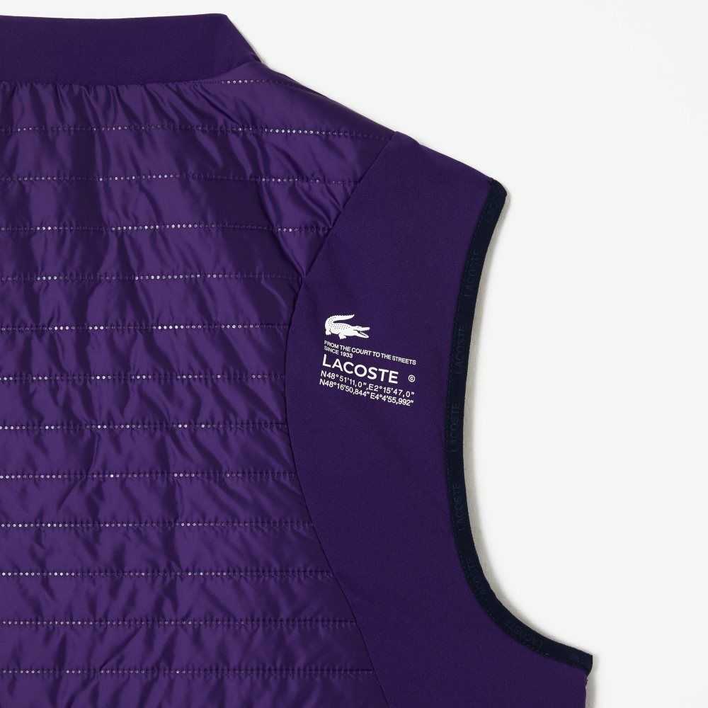 Purple / Navy Blue Lacoste SPORT Padded Reversible Vest | FIDMYU-516