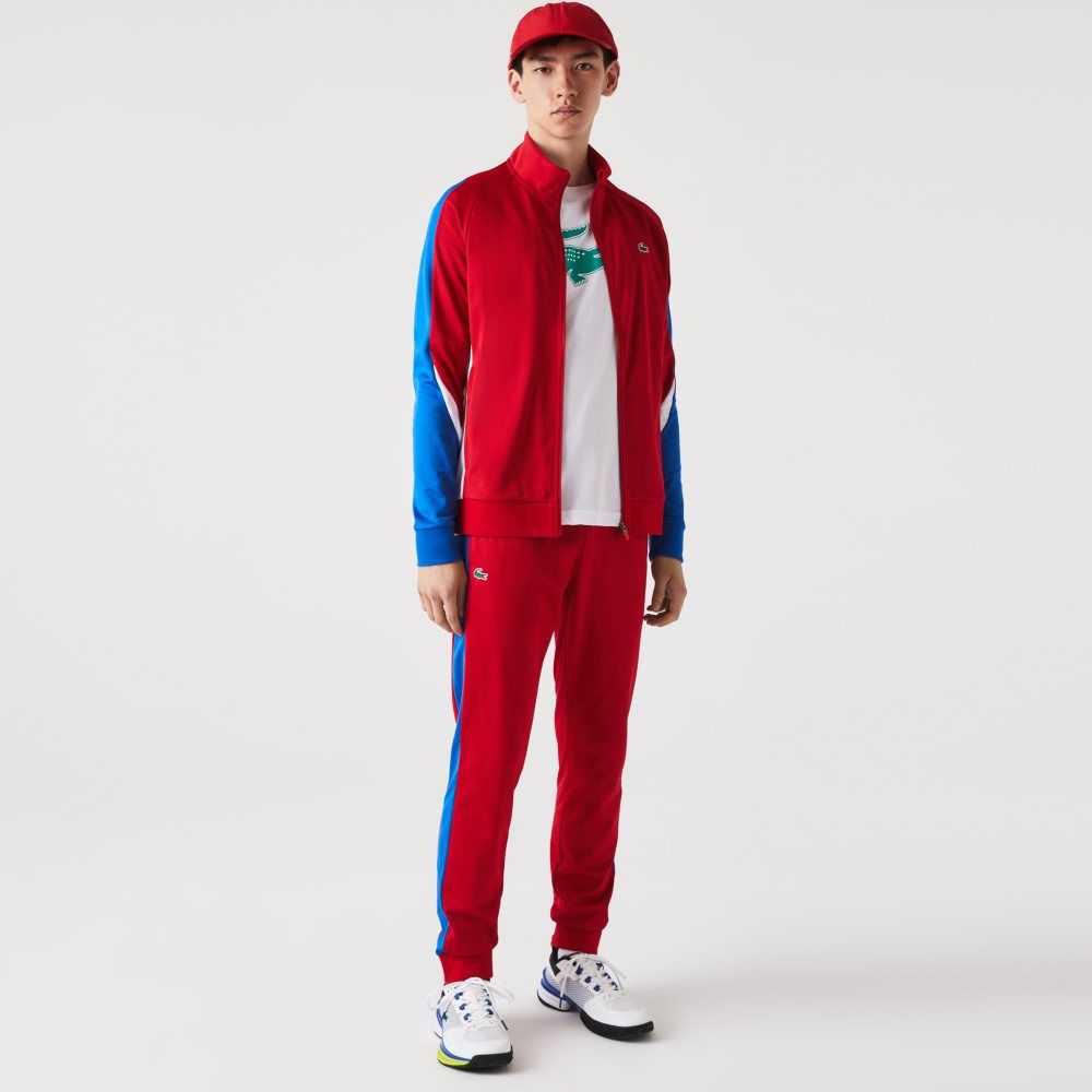 Red / Blue / White Lacoste SPORT Abrasion-Resistant Tennis Trackpants | ZHEQJI-784