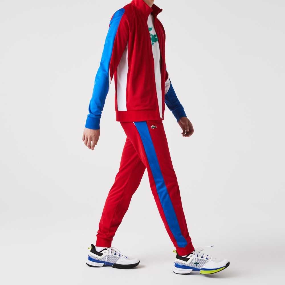 Red / Blue / White Lacoste SPORT Abrasion-Resistant Tennis Trackpants | ZHEQJI-784