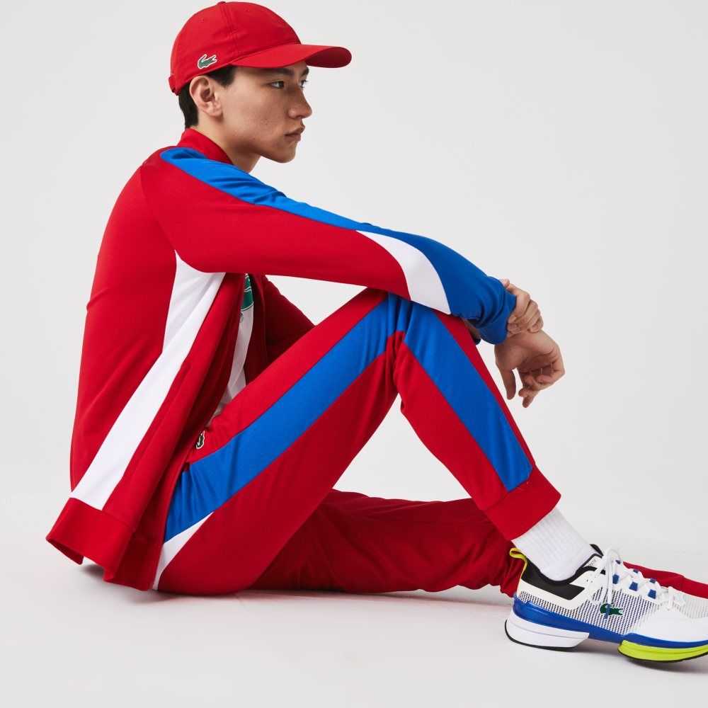 Red / Blue / White Lacoste SPORT Abrasion-Resistant Tennis Trackpants | ZHEQJI-784