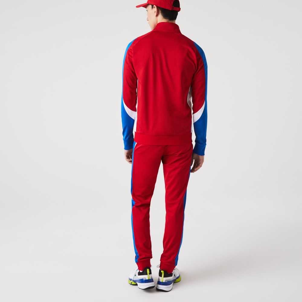 Red / Blue / White Lacoste SPORT Classic Fit Zip Tennis Sweatshirt | XEPSTJ-675