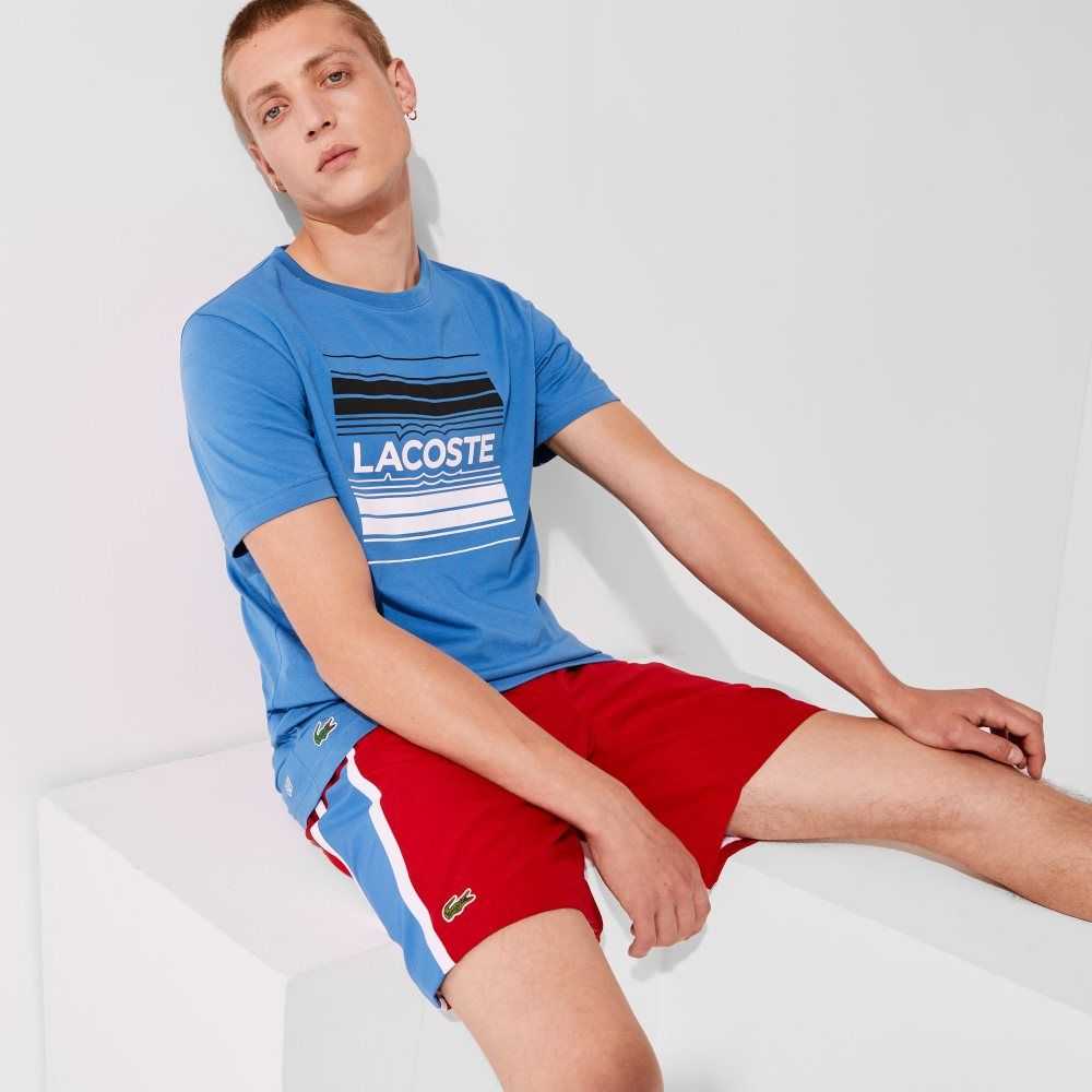 Red / Blue / White Lacoste SPORT Colorblock Panels Lightweight Shorts | KISUDW-182