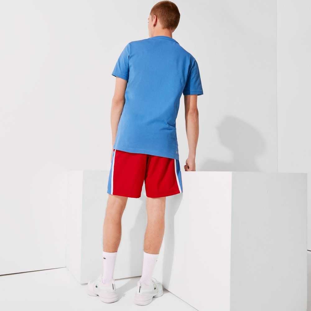 Red / Blue / White Lacoste SPORT Colorblock Panels Lightweight Shorts | KISUDW-182