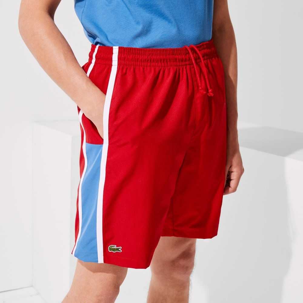 Red / Blue / White Lacoste SPORT Colorblock Panels Lightweight Shorts | KISUDW-182