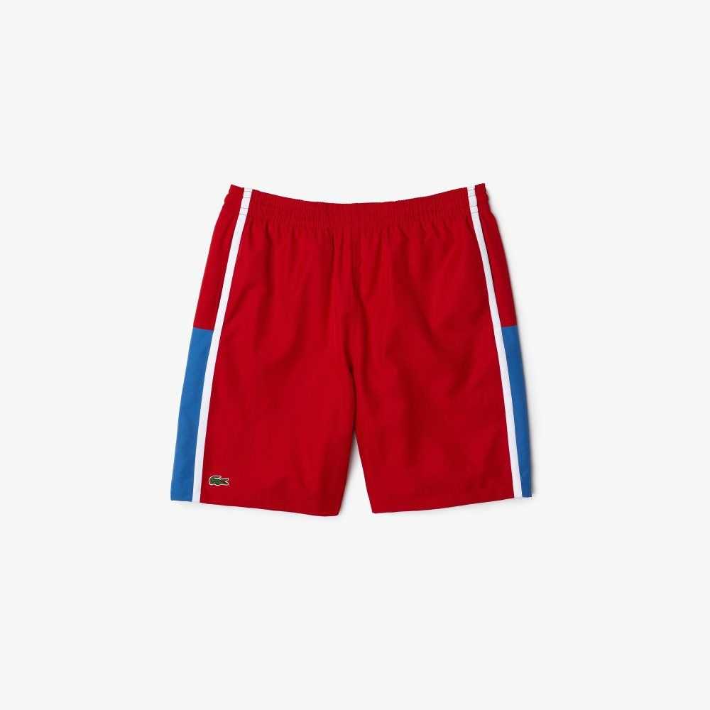 Red / Blue / White Lacoste SPORT Colorblock Panels Lightweight Shorts | KISUDW-182