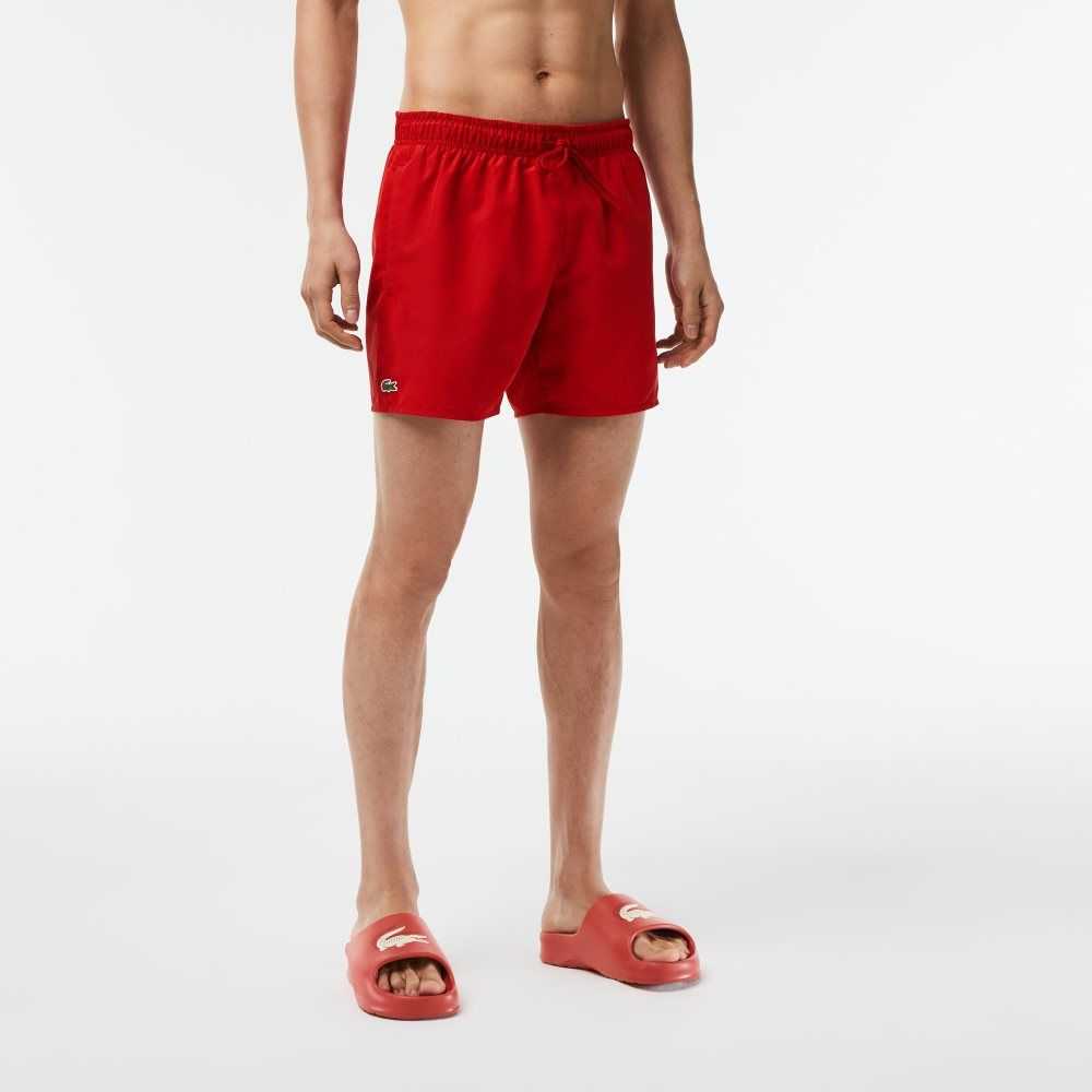 Red / Green Lacoste Light Quick-Dry Swim Shorts | BUHNRQ-168