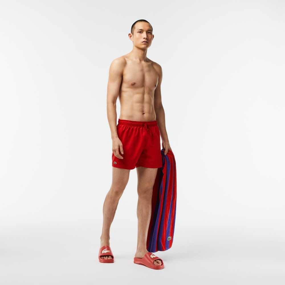 Red / Green Lacoste Light Quick-Dry Swim Shorts | BUHNRQ-168