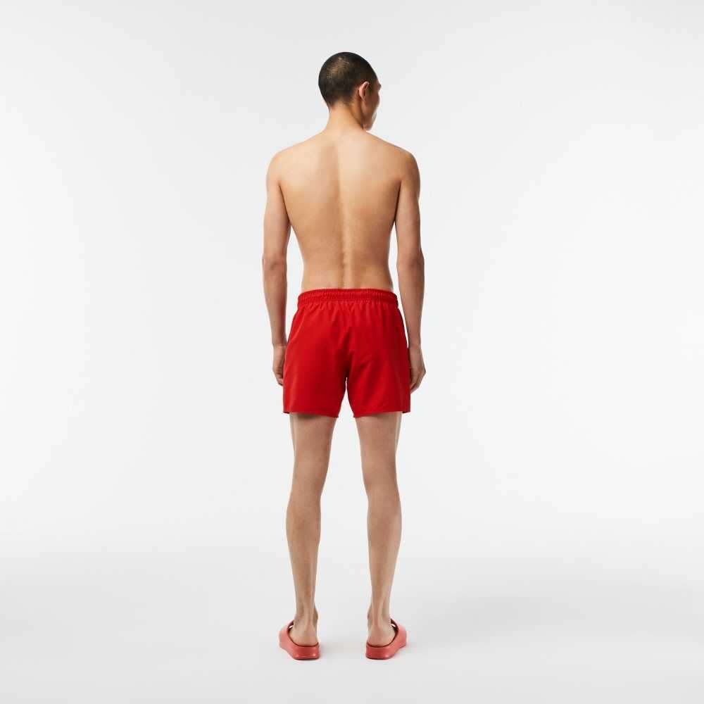 Red / Green Lacoste Light Quick-Dry Swim Shorts | BUHNRQ-168