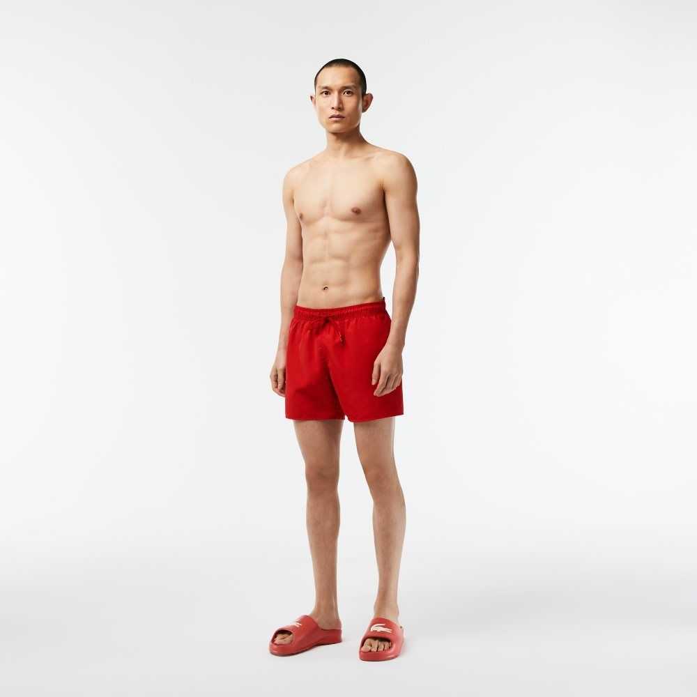 Red / Green Lacoste Light Quick-Dry Swim Shorts | BUHNRQ-168