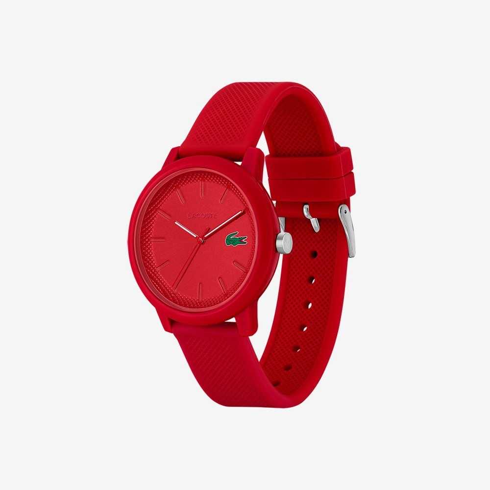 Red Lacoste 12.12 Red Silicone Strap Watch | SOUKYP-342