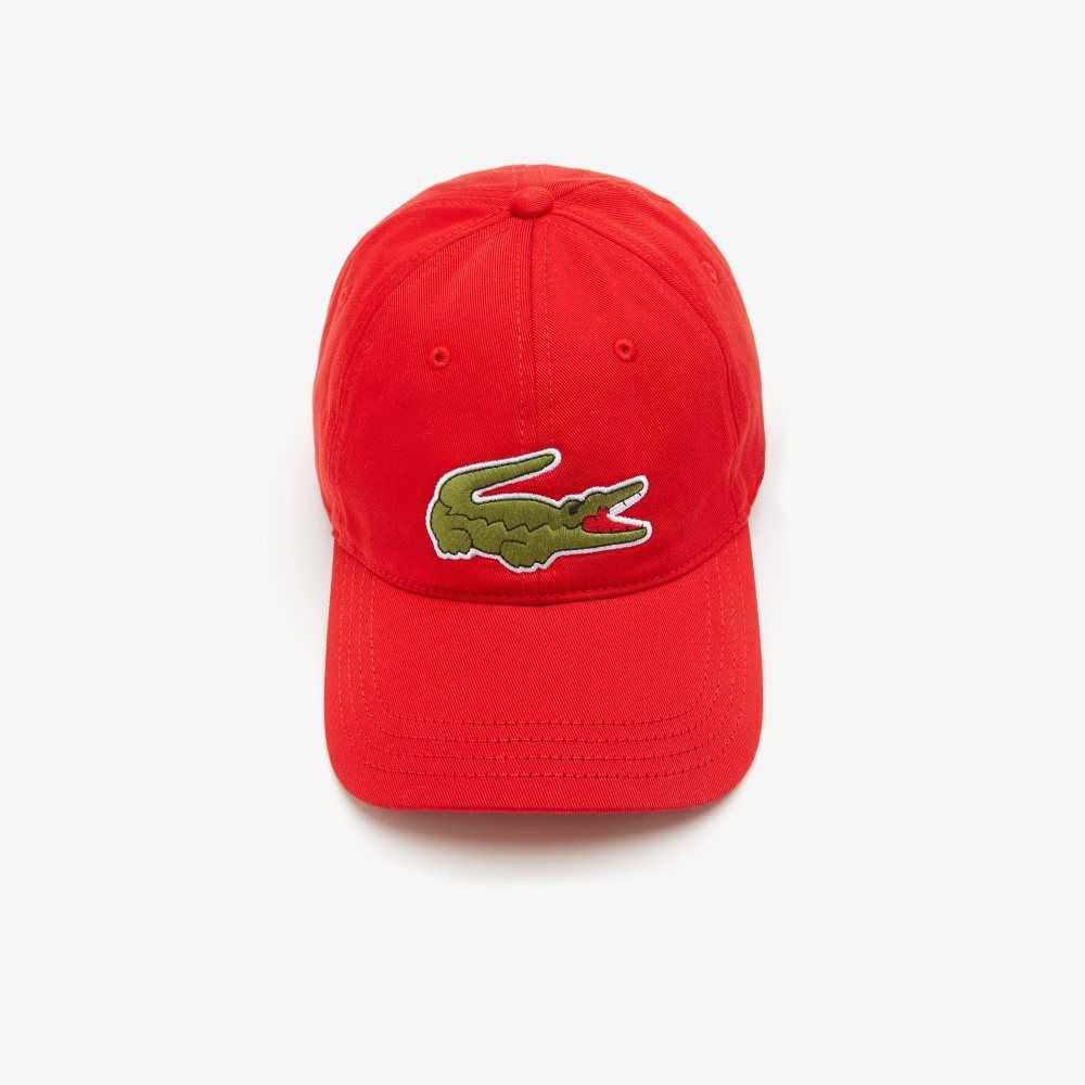 Red Lacoste Adjustable Organic Cotton Twill Cap | HPFNWC-467