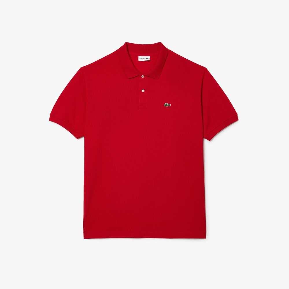 Red Lacoste Big Fit Cotton Petit Pique Polo | FCVMUZ-648