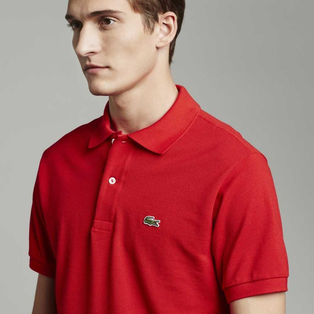 Red Lacoste Big Fit Cotton Petit Pique Polo | FCVMUZ-648