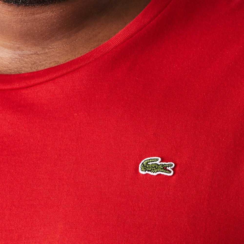 Red Lacoste Big Fit Crew Neck Cotton Jersey T-Shirt | INLFEJ-026