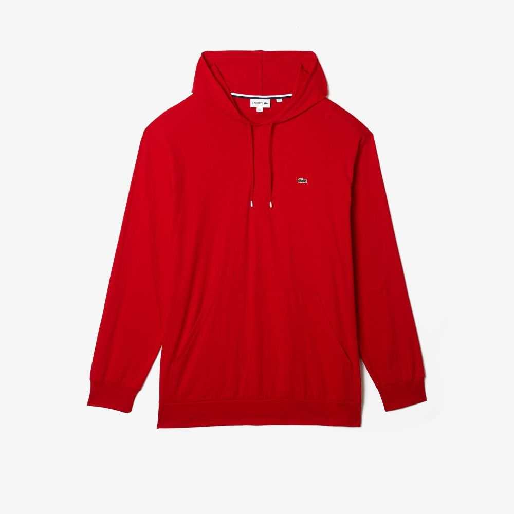 Red Lacoste Big Fit Hooded T-Shirt | NDJCZS-250