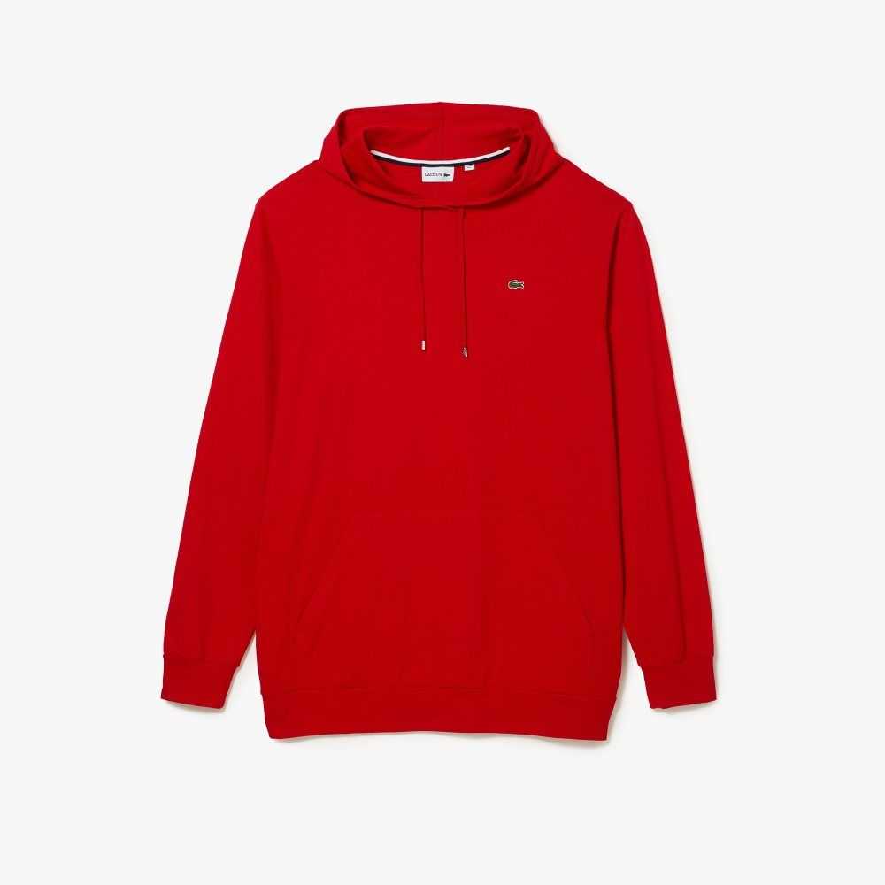 Red Lacoste Big Fit Hooded T-Shirt | QNFTUX-716