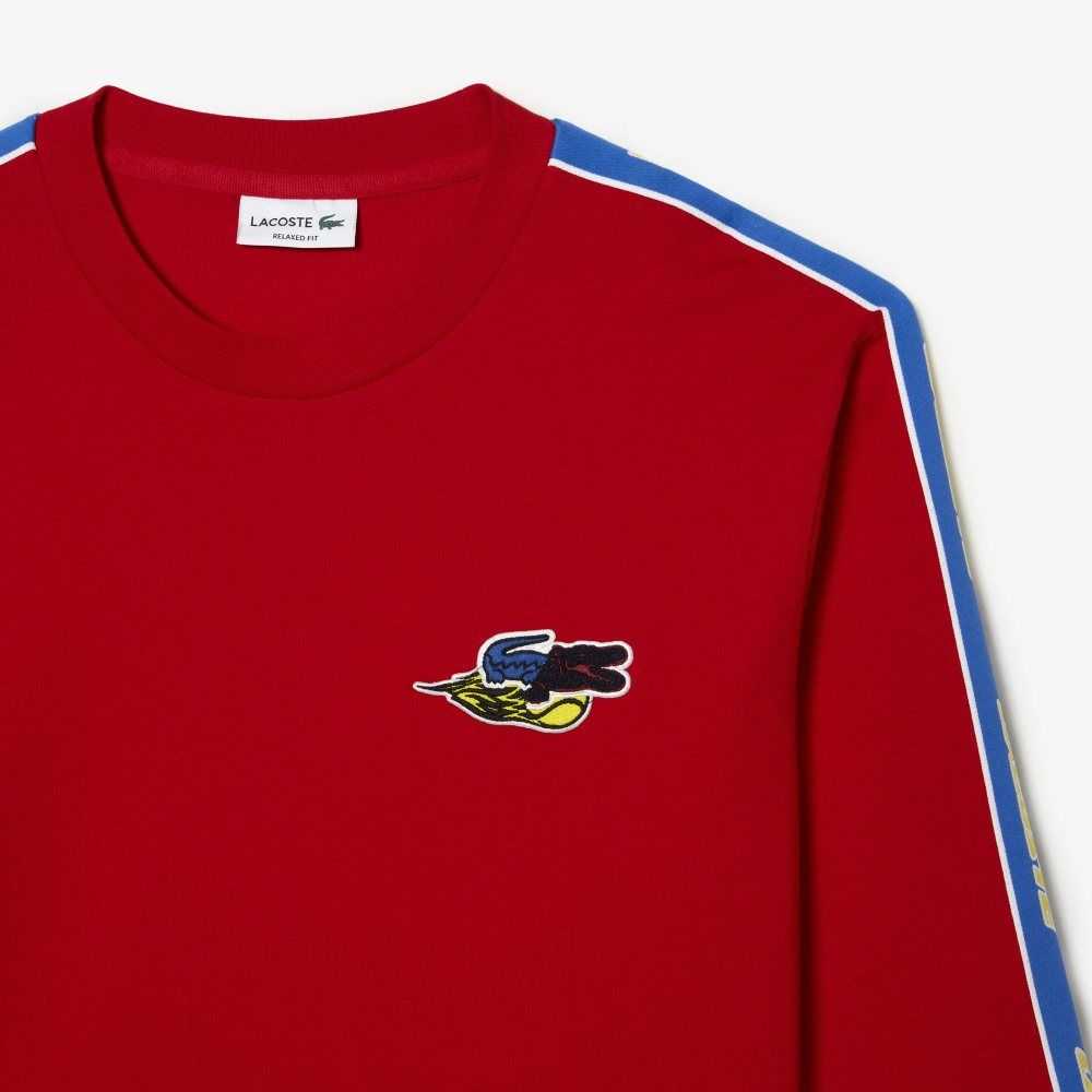 Red Lacoste Branded Band T-Shirt | HUCKQB-736