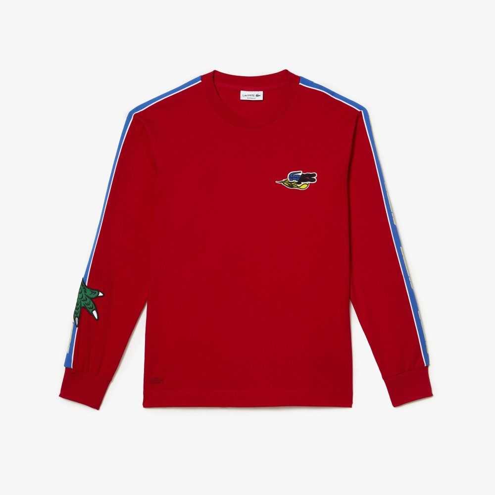 Red Lacoste Branded Band T-Shirt | HUCKQB-736