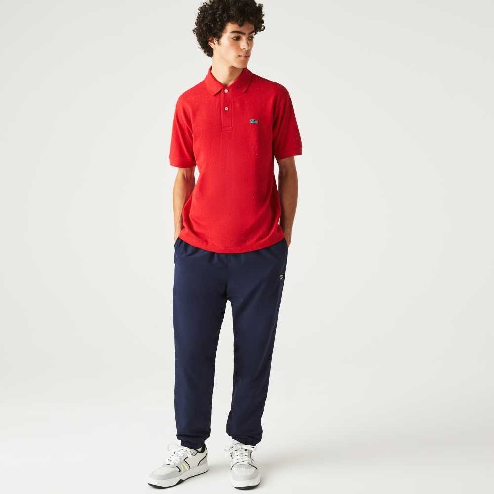 Red Lacoste Classic Fit Speckled Print Cotton Pique Polo | DHELQT-364