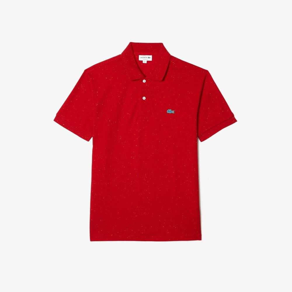 Red Lacoste Classic Fit Speckled Print Cotton Pique Polo | DHELQT-364