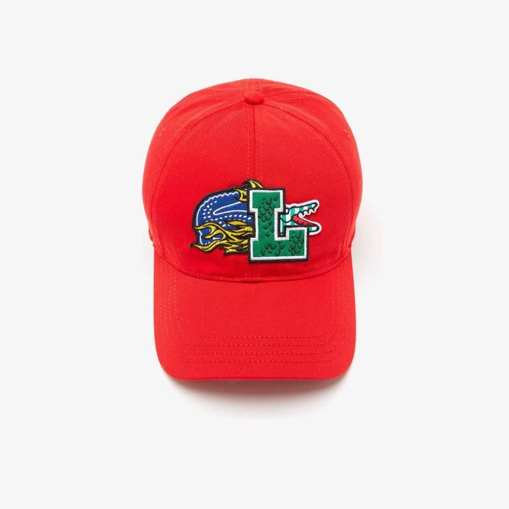 Red Lacoste Contrast Badge Cap | APWKZV-824